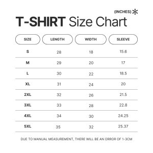 3D T shirt Size Chart - Aggretsuko Shop