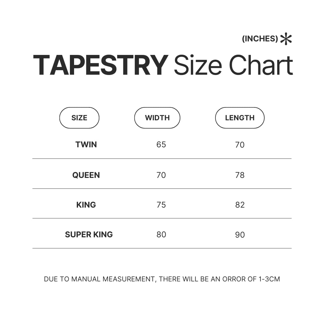 Tapestry Size Chart - Aggretsuko Shop