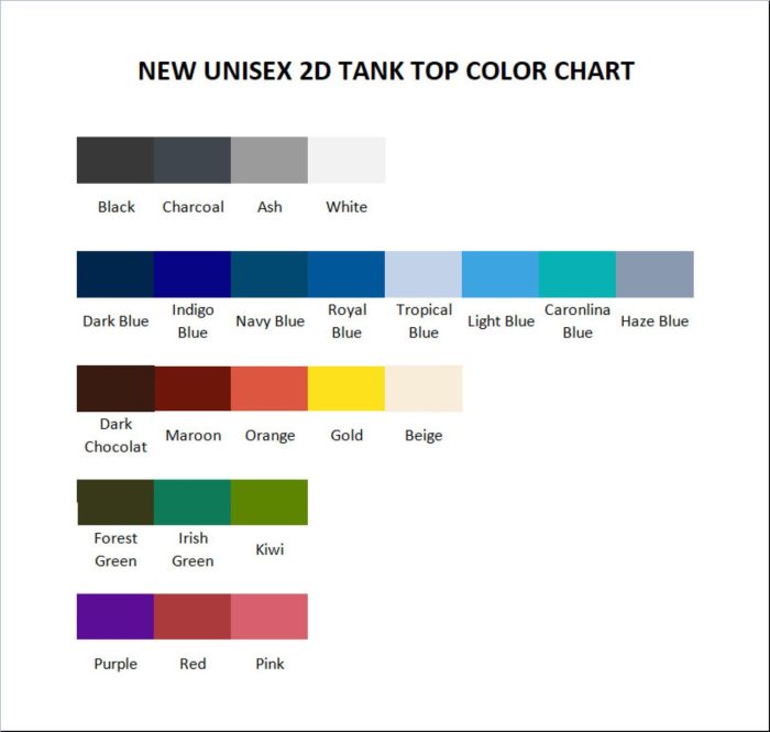 tank top color chart - Aggretsuko Shop